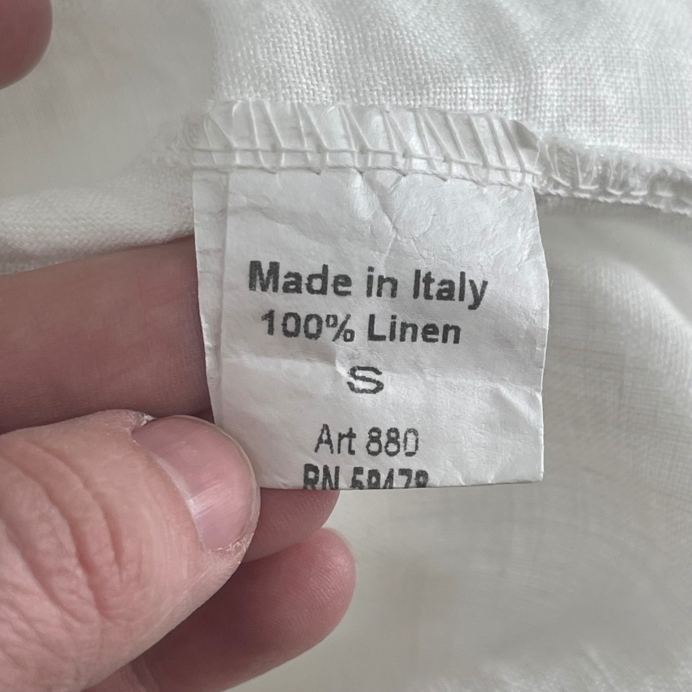 TERZO MILLENNIO Women White Linen Button Front Shirt Top Size S Made in Italy - Picture 5 of 8